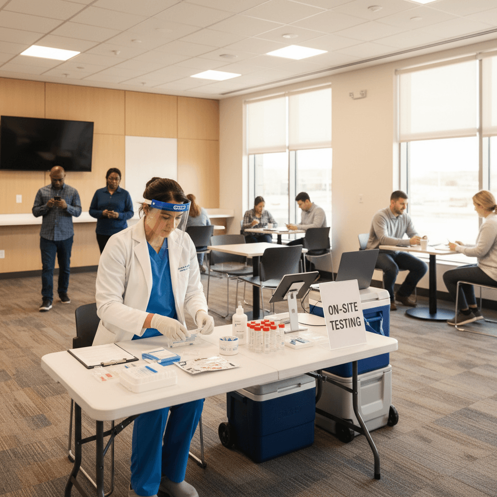 On-site mobile drug testing setup in a transportation company facility