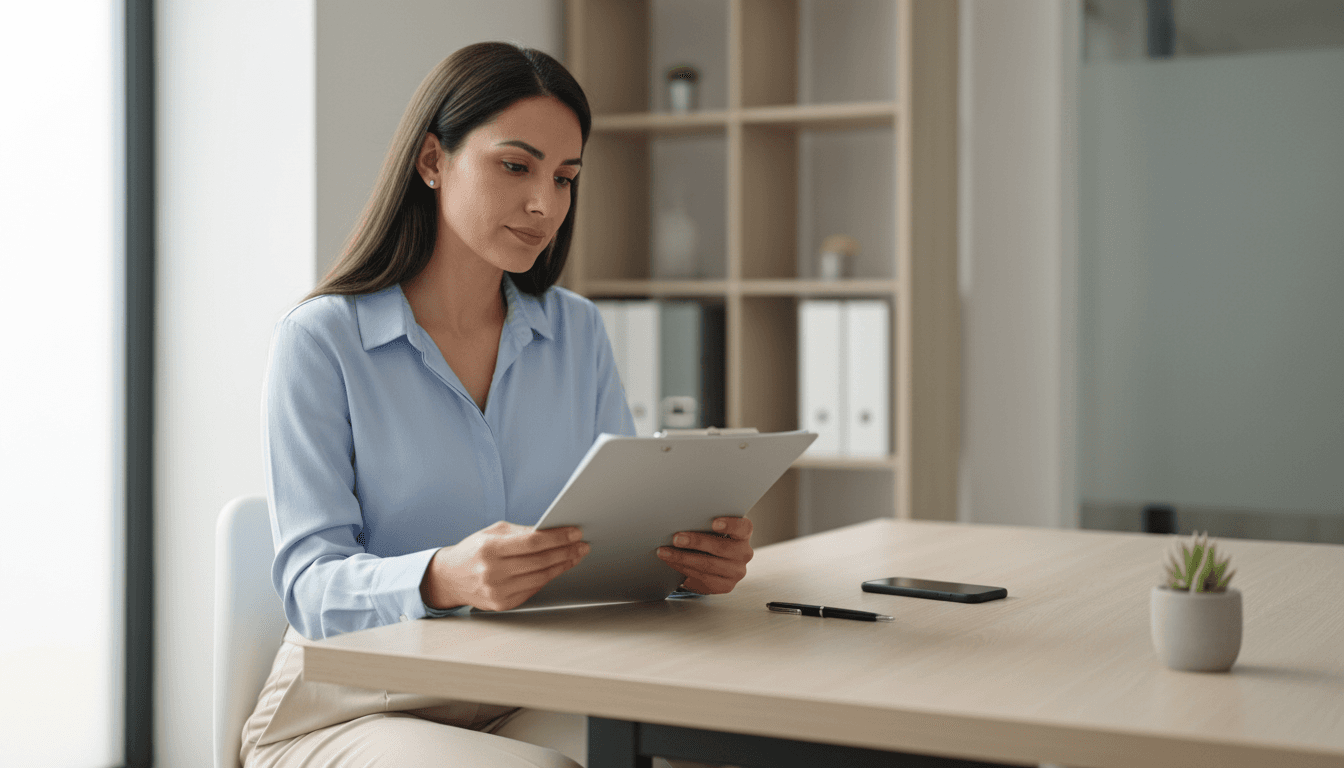 Compliance specialist reviewing DOT testing documentation